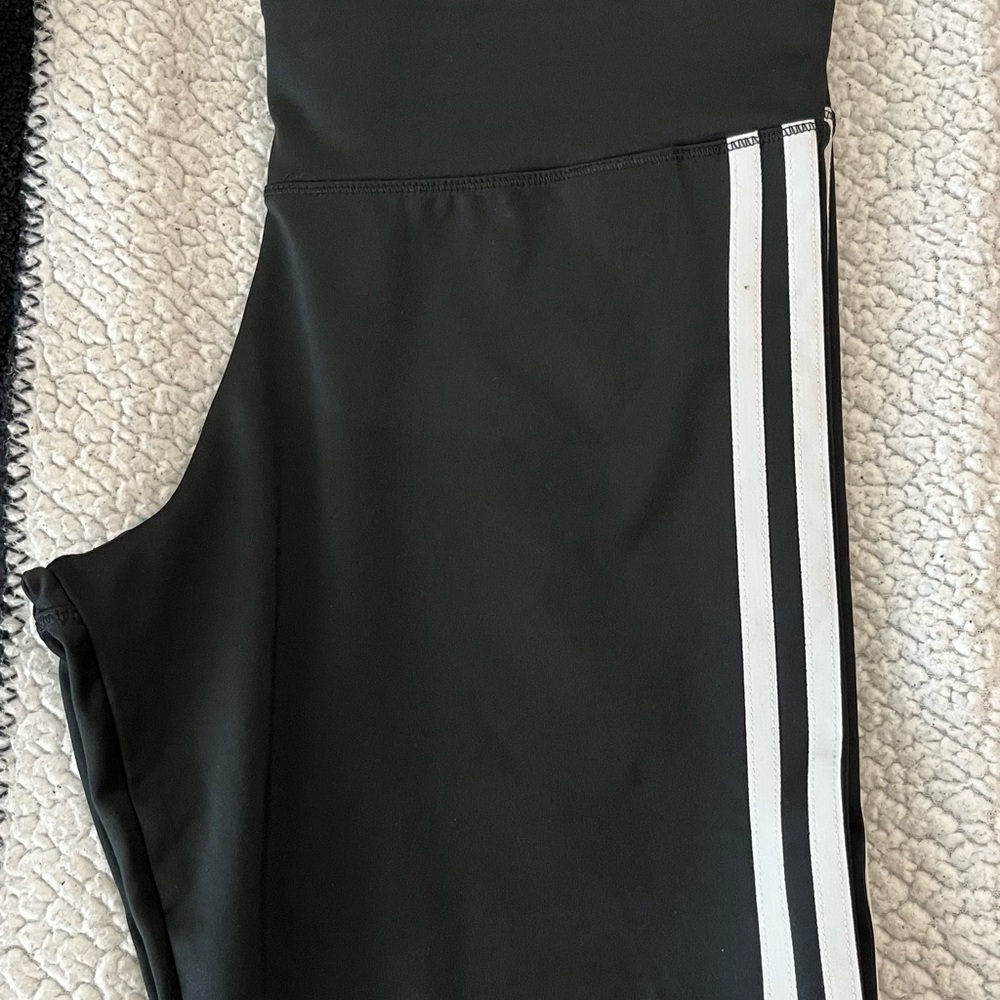 adidas Black Leggings with White Stripes